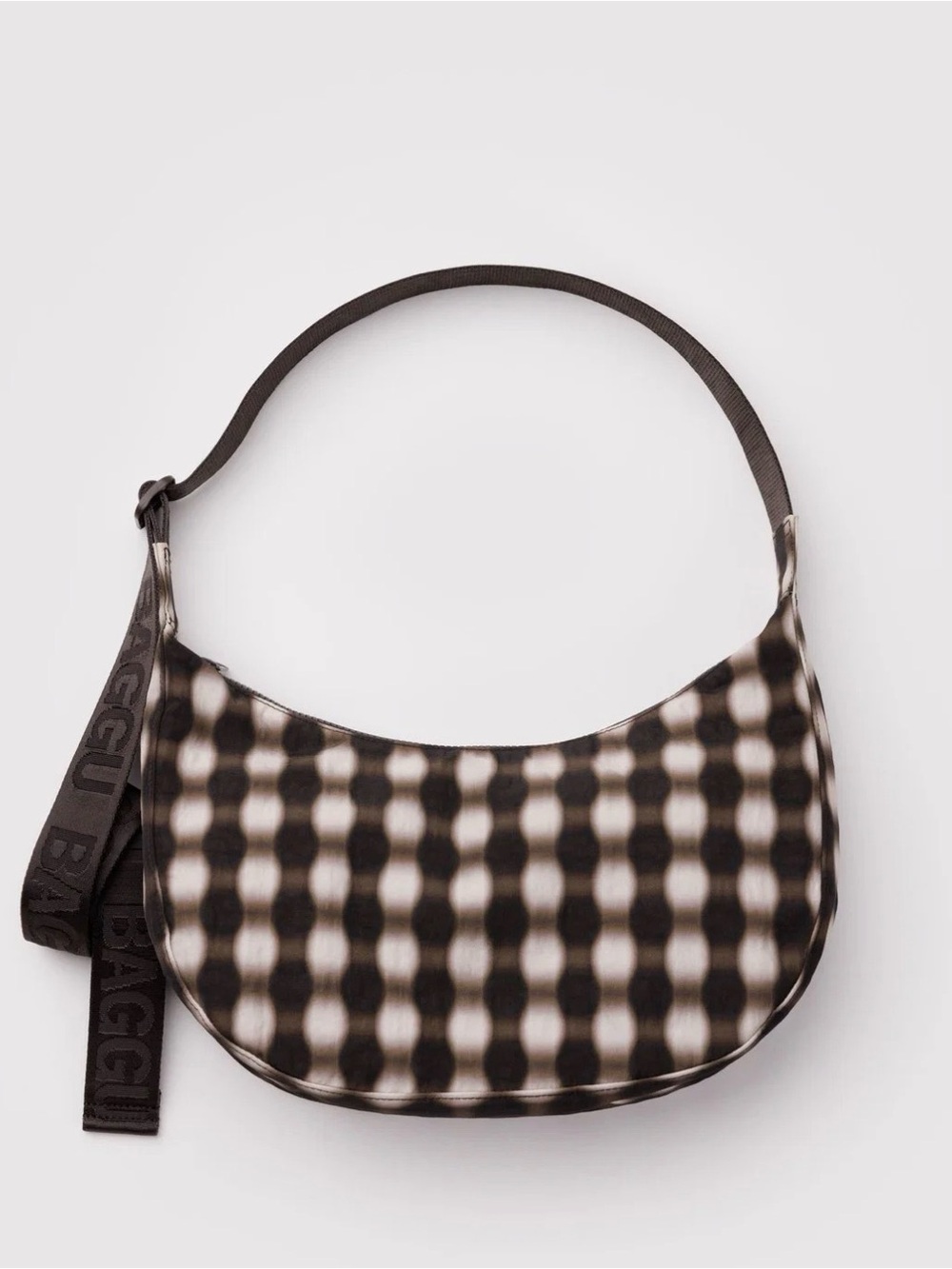 NWT Baggu Medium Crescent Blurred Gingham